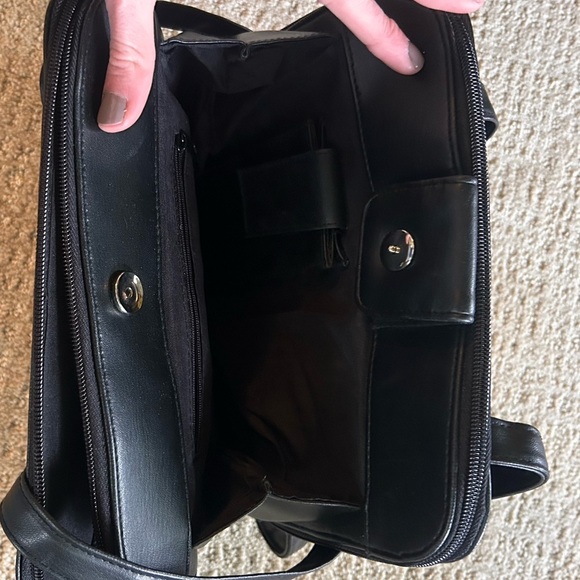 FRANKLIN COVEY Black Organizer Tote Leather Style Croc Embossed Academia Classic - Picture 4 of 8